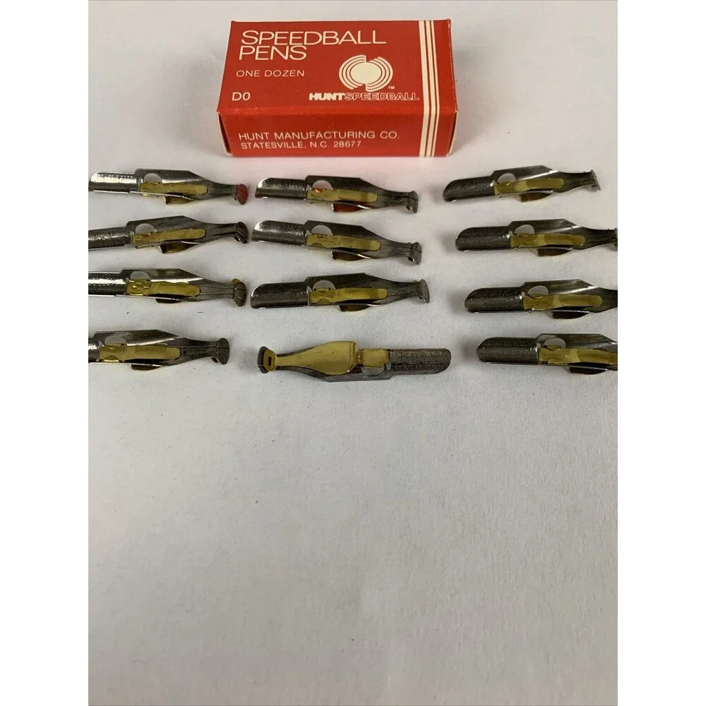 Vintage HUNT SPEEDBALL PENS D-0 Oval Easy To Use Calligraphy Pen Nibs (12)
